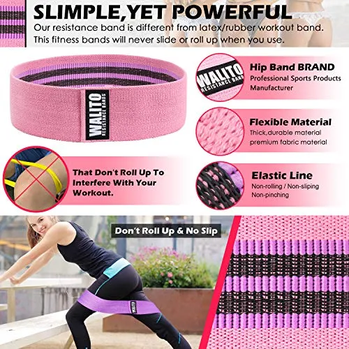 Walito Resistance Bands for Legs and Butt,Exercise Bands Set Booty Bands Hip Bands Wide Workout Bands Sports Fitness Bands Resistance Loops Band Anti Slip Elastic (Set 3)