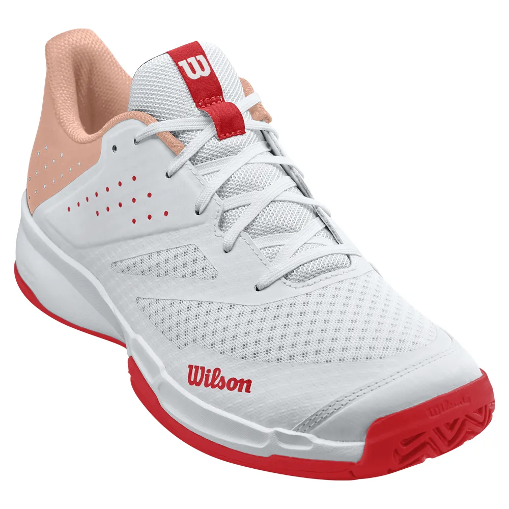 Wilson Kaos Stroke 2.0 All Surface Tennis Shoes (Ladies) - White/Peach Parfait/Infrared