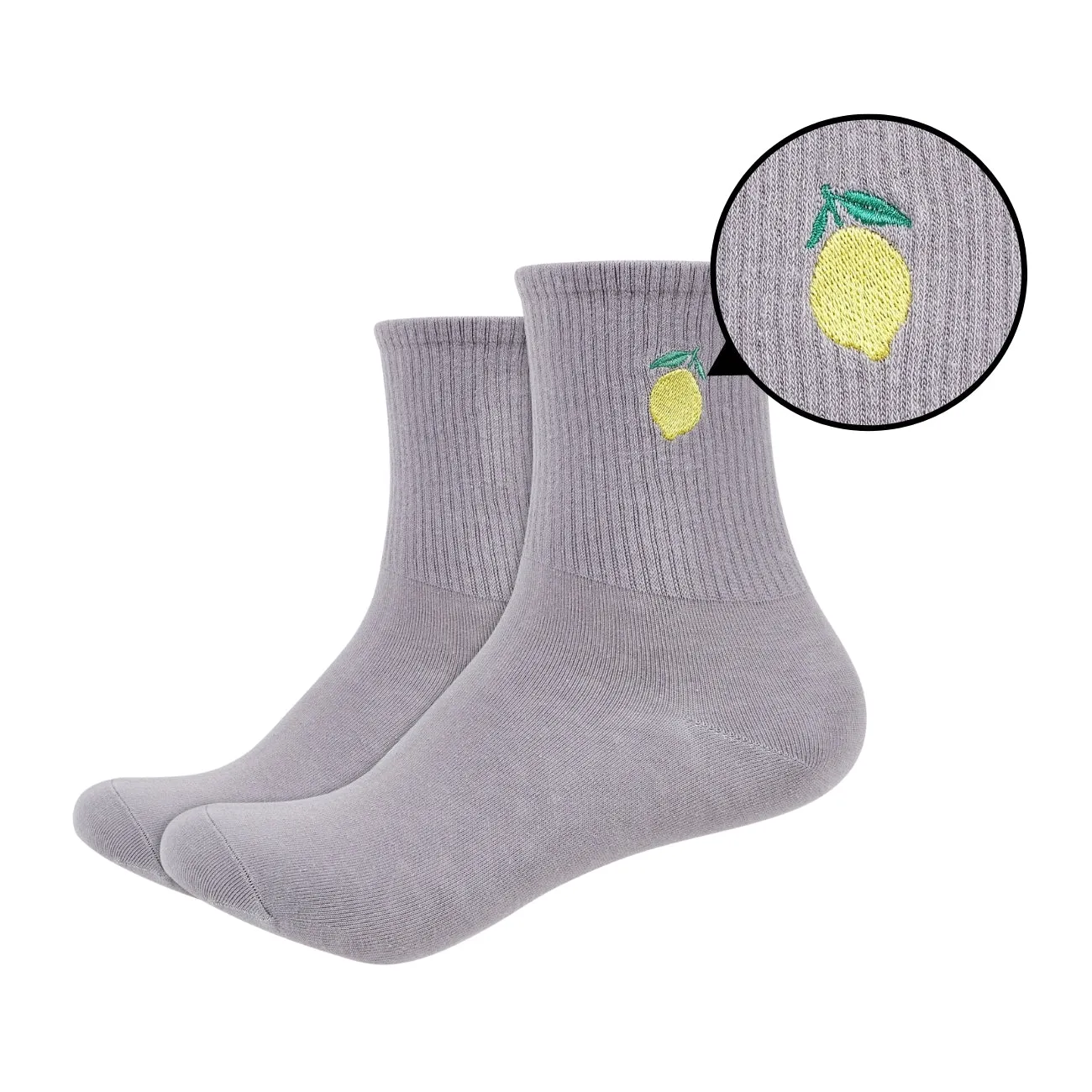 Women's Colored Quarter Length Socks with Fruit Patch