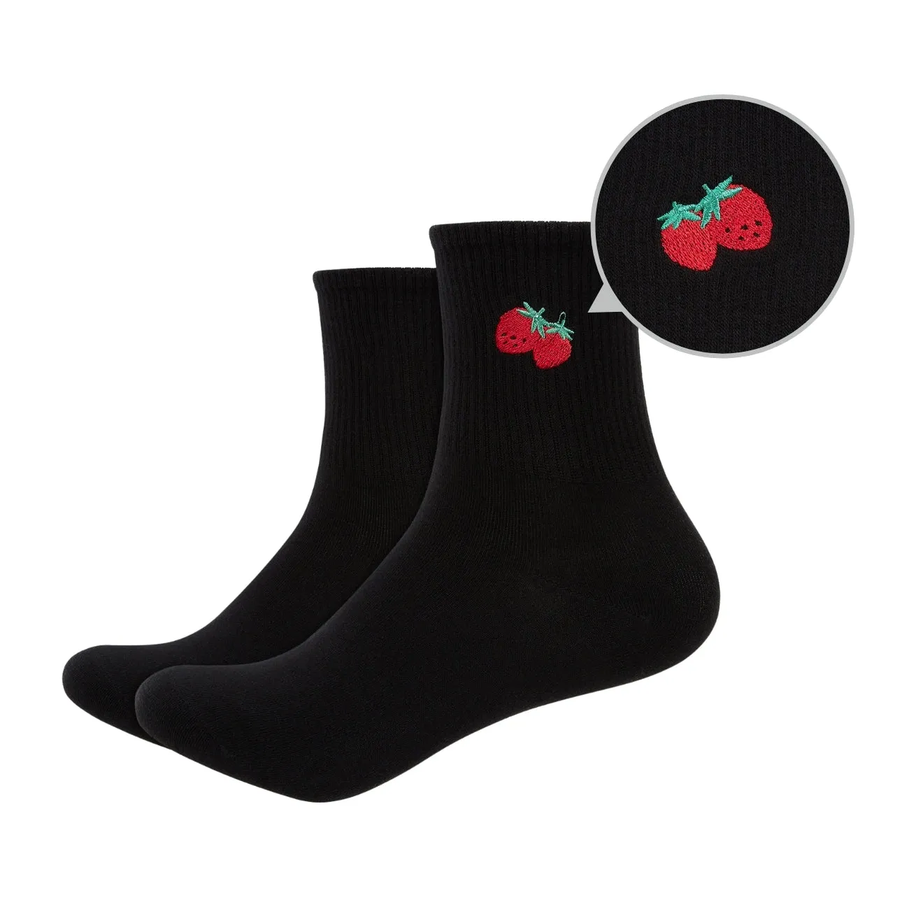 Women's Colored Quarter Length Socks with Fruit Patch