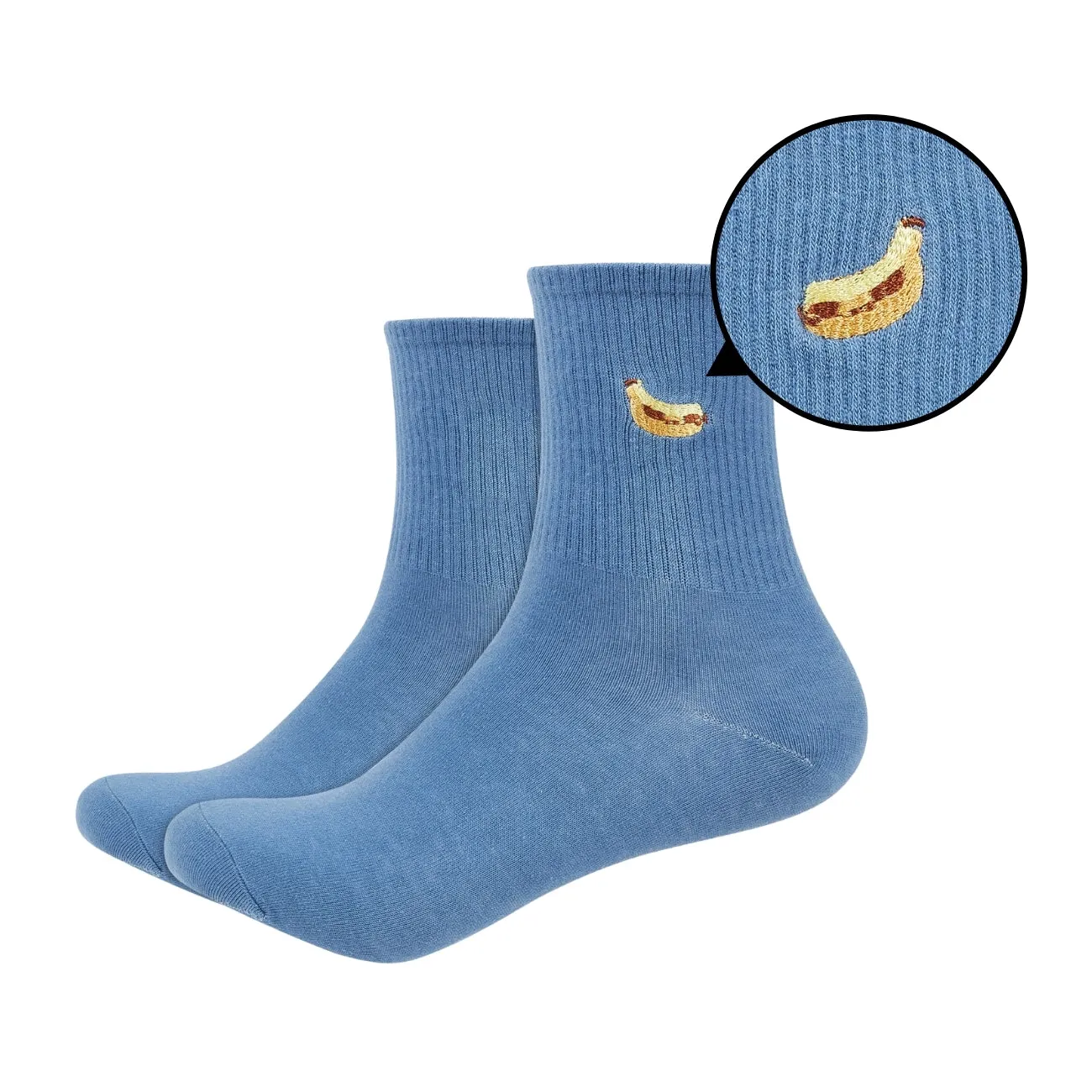 Women's Colored Quarter Length Socks with Fruit Patch