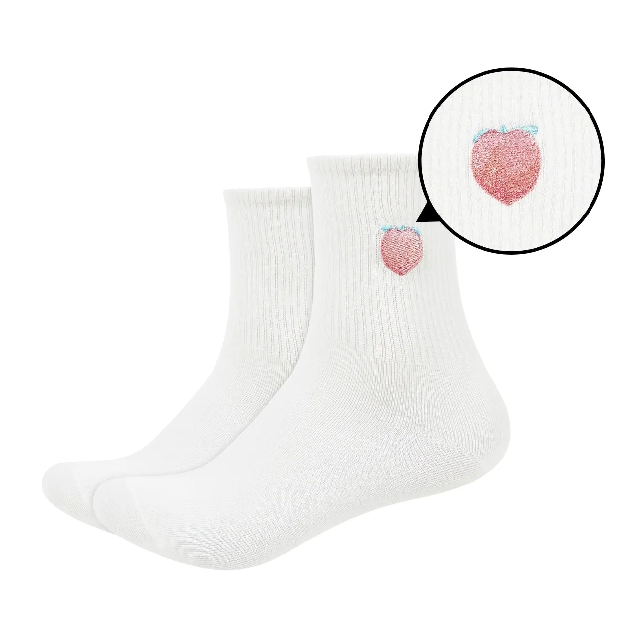 Women's Colored Quarter Length Socks with Fruit Patch