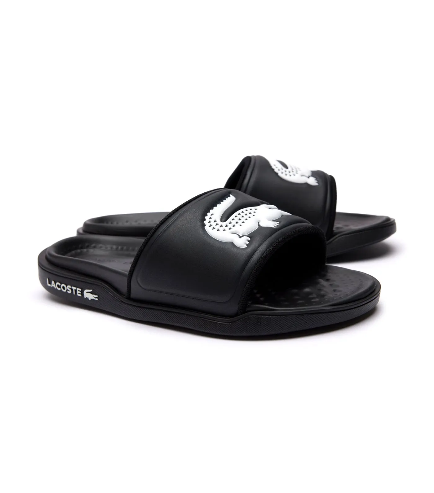 Women's Croco Dualiste Synthetic Logo Strap Slides Black/White