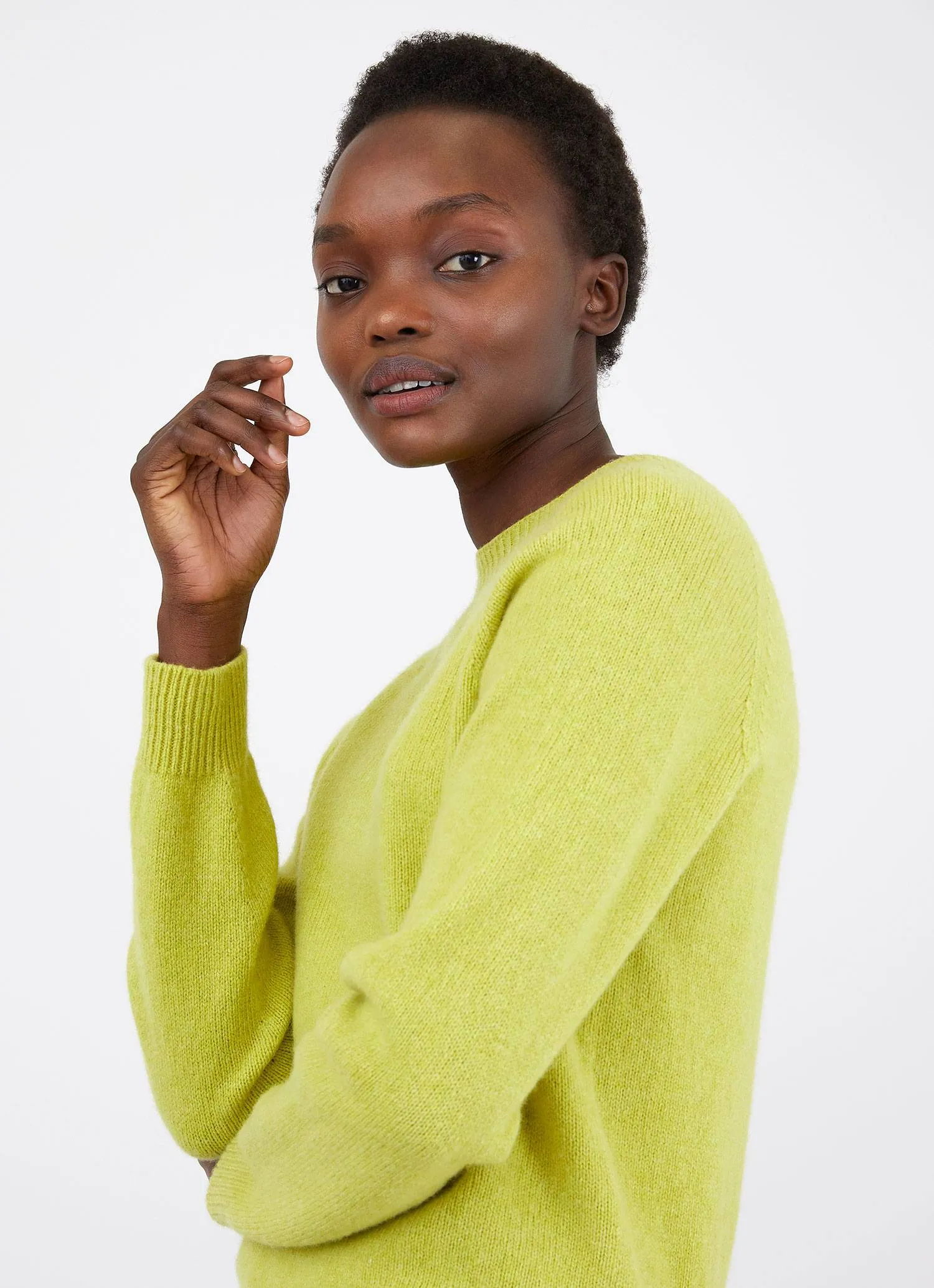 Women's Lambswool Crew Neck Jumper in Zest