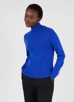 Women's Lambswool Funnel Neck Jumper in Klein