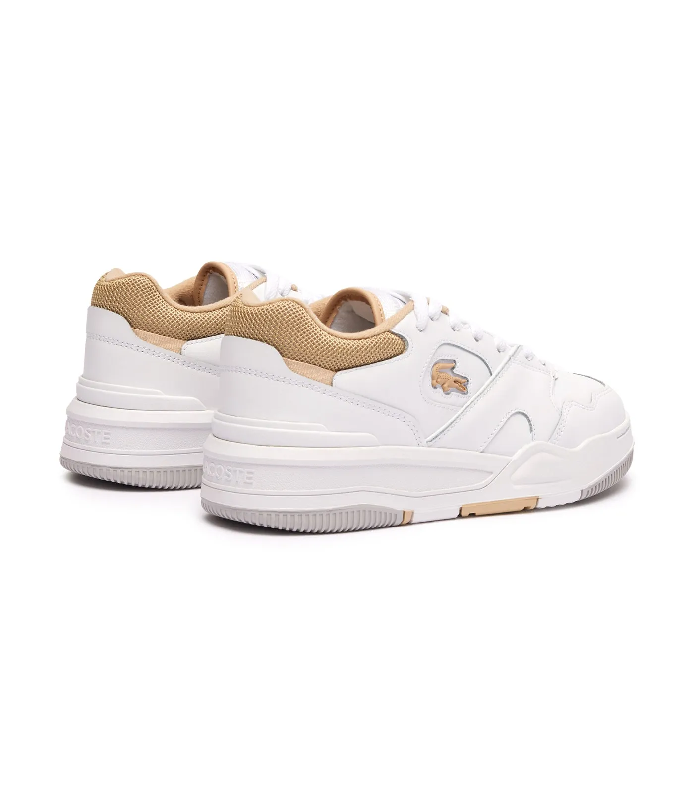 Women's Lineshot Contrasted Collar Leather Trainers  White/Light Brown