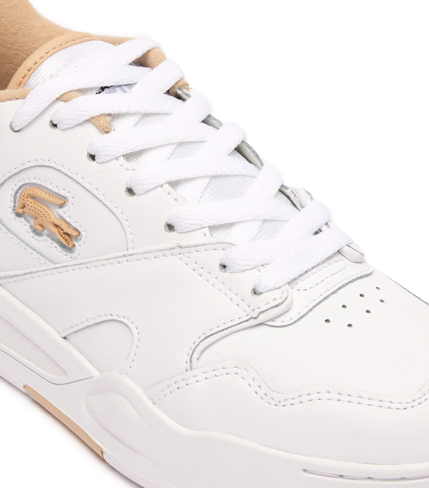 Women's Lineshot Contrasted Collar Leather Trainers  White/Light Brown