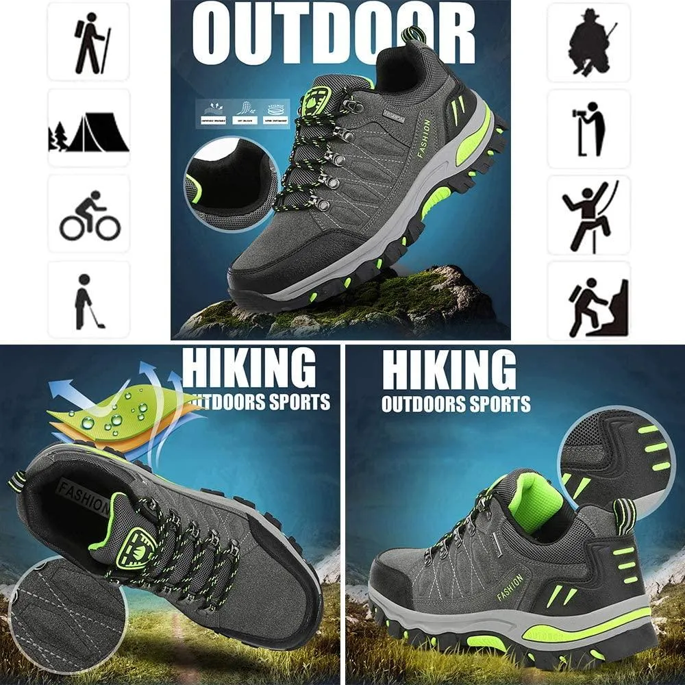 WOWEI Hiking Boots Men Outdoor Waterproof Non-Slip Lace-up Sports Trekking Shoes 3-12 UK