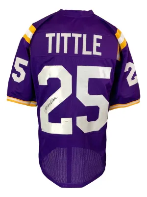 YA Tittle LSU Signed Purple College Football Jersey JSA Hologram