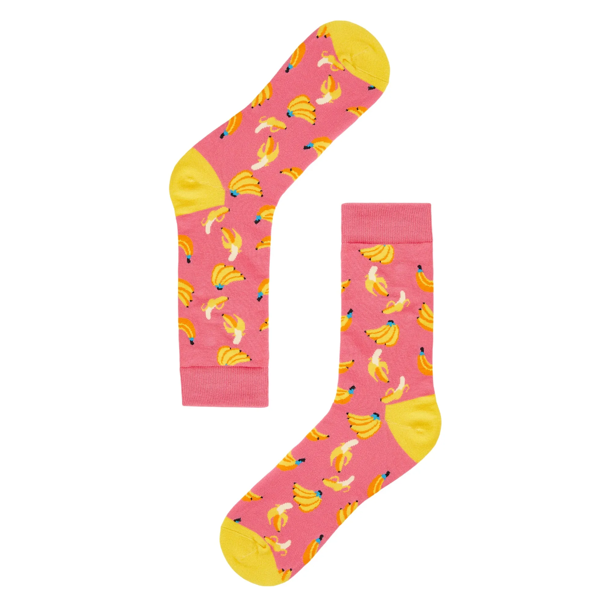 Yellow Banana Printed Crew Length Socks