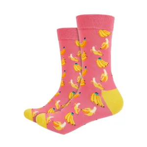 Yellow Banana Printed Crew Length Socks