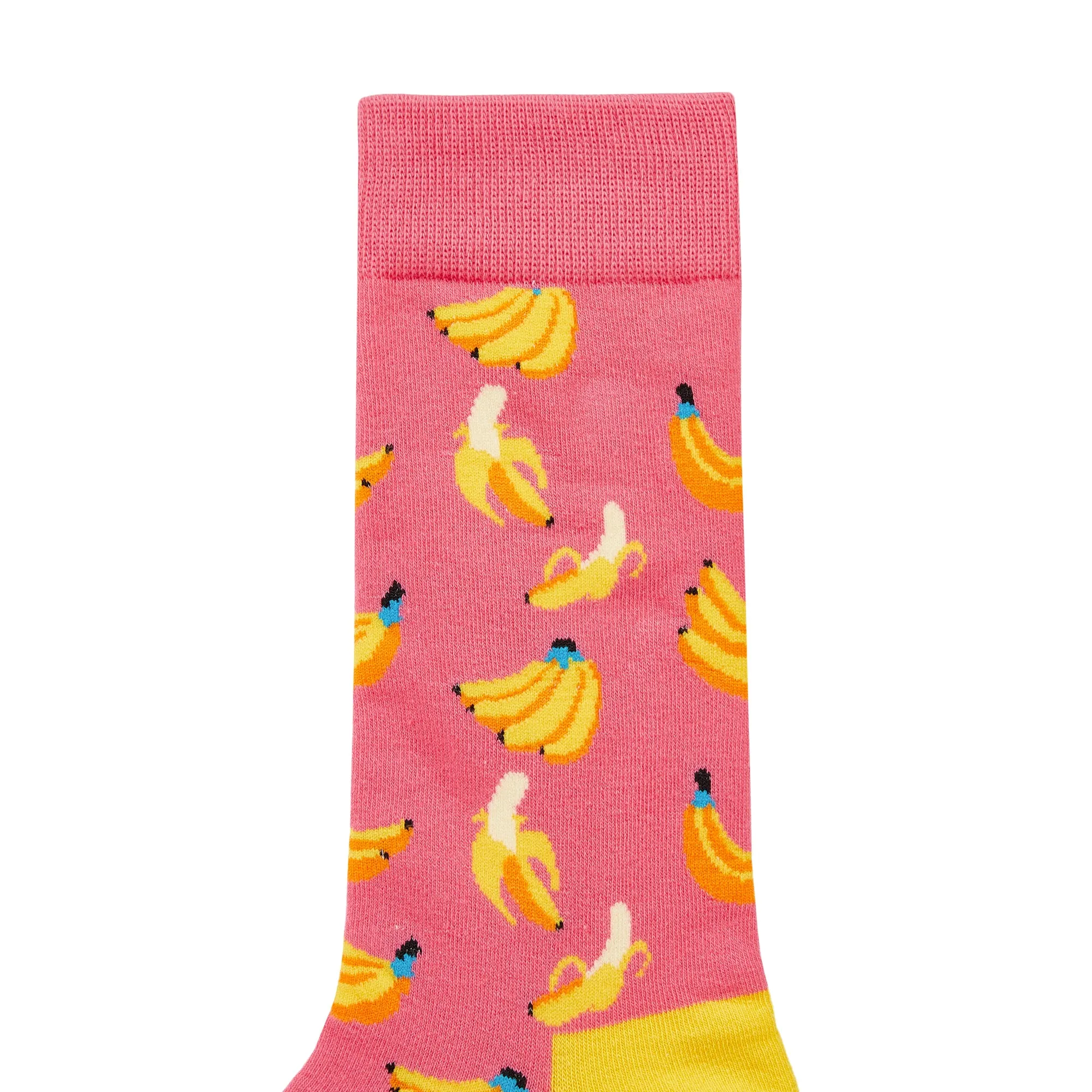 Yellow Banana Printed Crew Length Socks