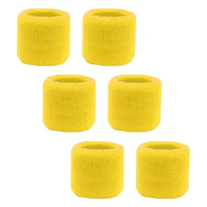 Yellow Wrist Sweatbands - 6 Pack