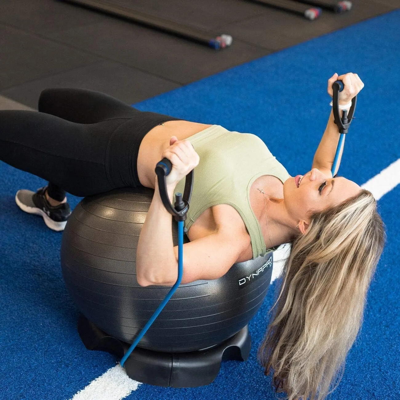 Yoga Ball Chair Base with Resistance Band Channels for Workouts