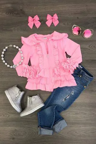 Zoey Solid Color Ruffle Jackets