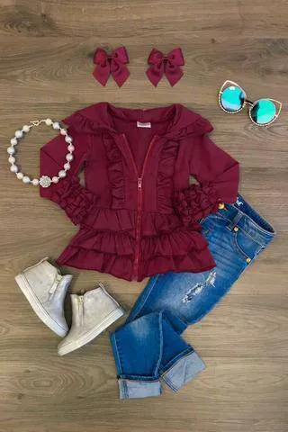 Zoey Solid Color Ruffle Jackets