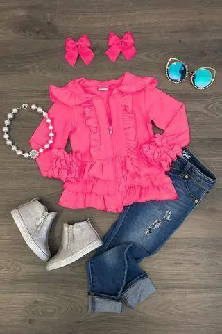 Zoey Solid Color Ruffle Jackets